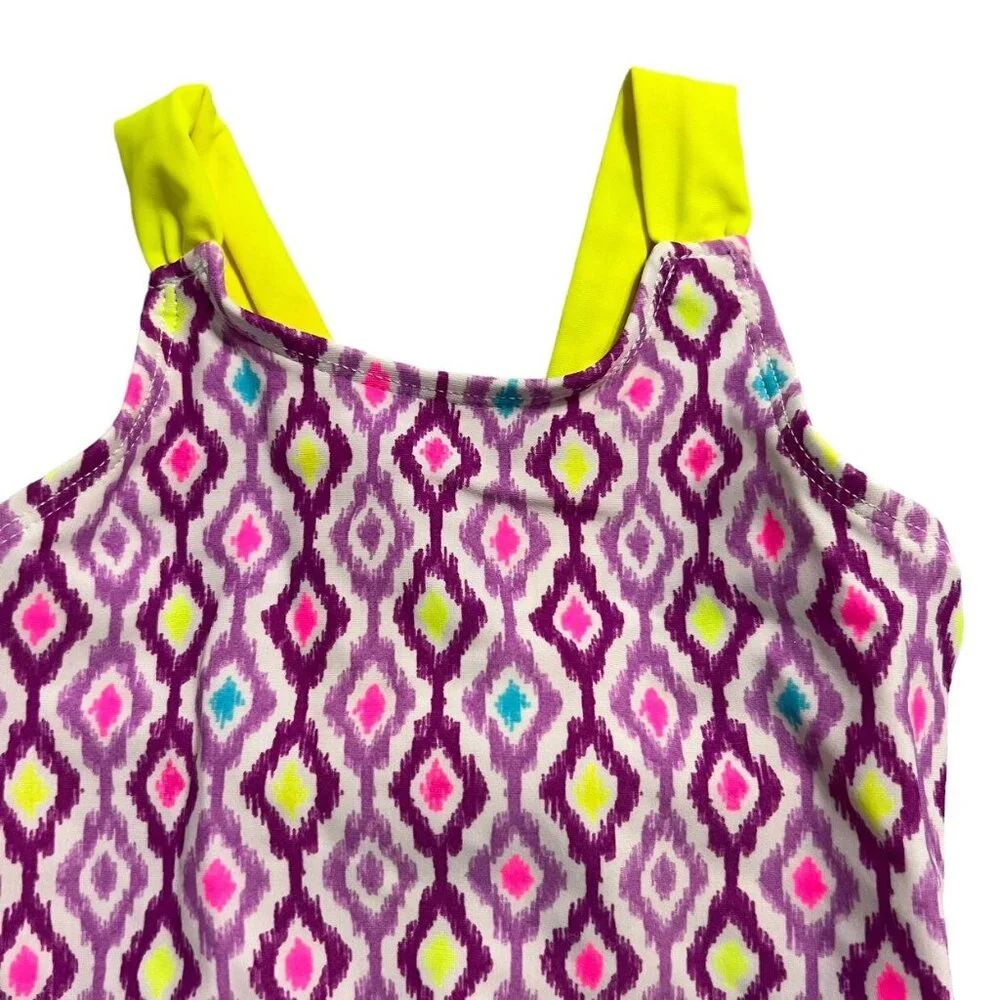 Children's Place 12-18m Neon & Purple Geometric Swim Bathing Suit
